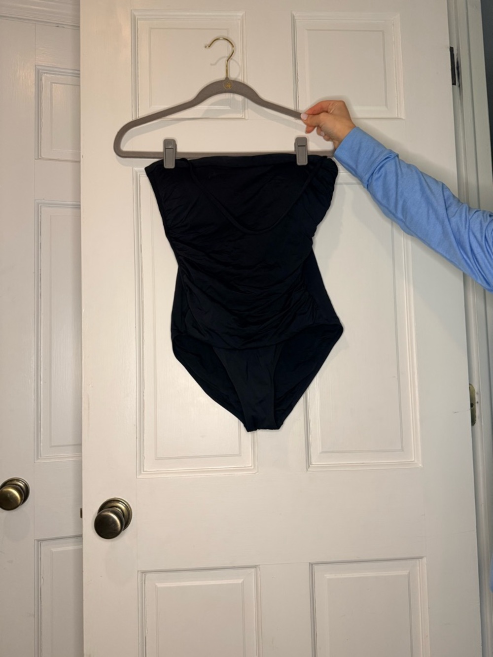 Tommy Bahama Black Strapless Ruched One-Piece Swimsuit
